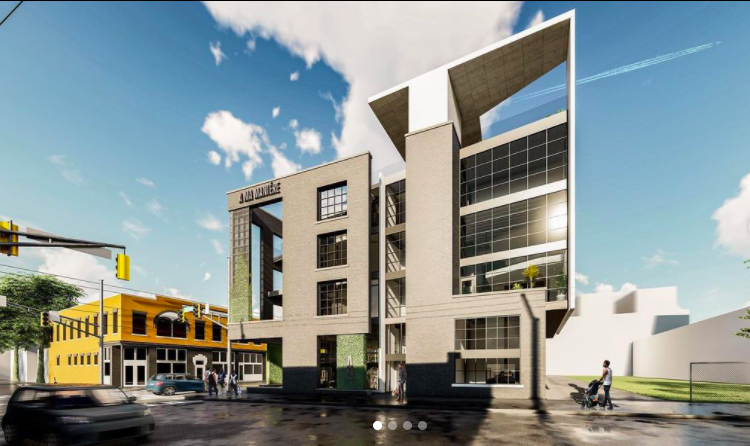 Modernistic building claiming Old Fourth Ward corner begins